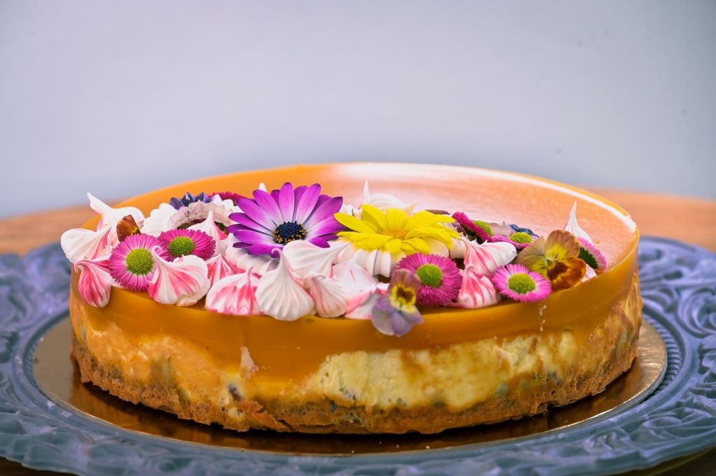 Cheesecake s mangovo-pomarančovým želé