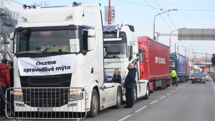 Hauliers on strike in Bratislava