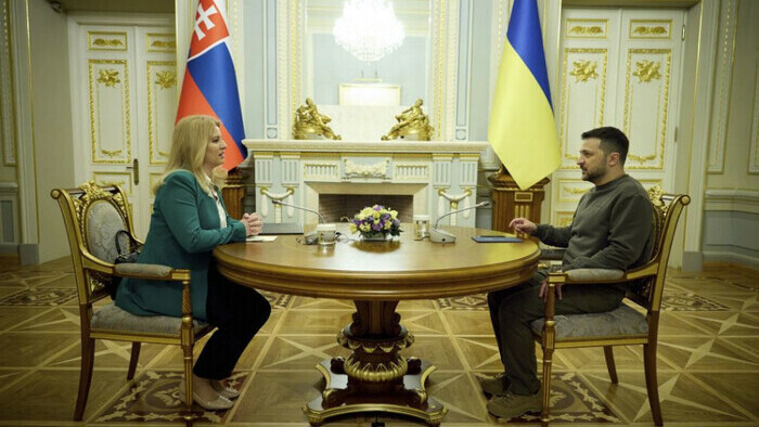 Čaputová receives Ukraine's highest state decoration from Zelensky in Kyiv