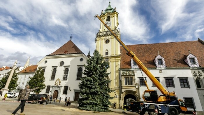 Weihnachtsbaum in der Altstadt von Bratislava