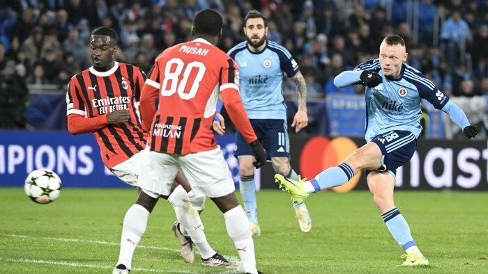 Slovan Bratislava loses to AC Milan in Champions League