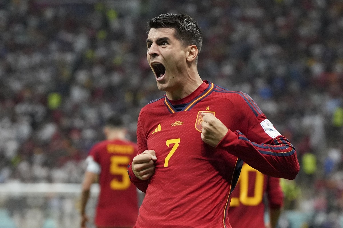 Radosť Alvara Morata po góle do siete Nemecka